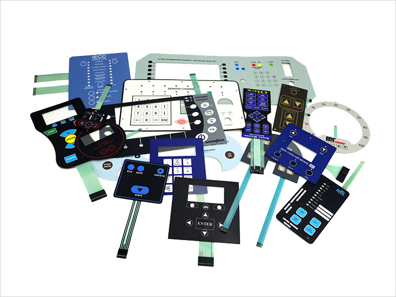 Various membrane switches manufactured by Luphi Electronics, showcasing custom designs and applications for diverse industries.