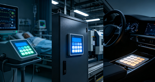 backlit membrane switches application scenarios across medical industrial automotive fields.png