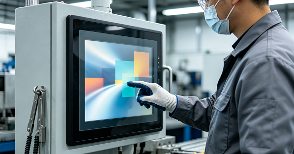 Industrial HMI with gloved touch input on a custom display module.png